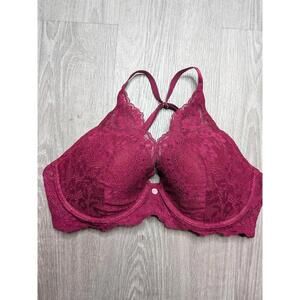 Victoria's Secret Dream Angels Bra Womens 36D Pink Lace Plunge Push Up Underwire